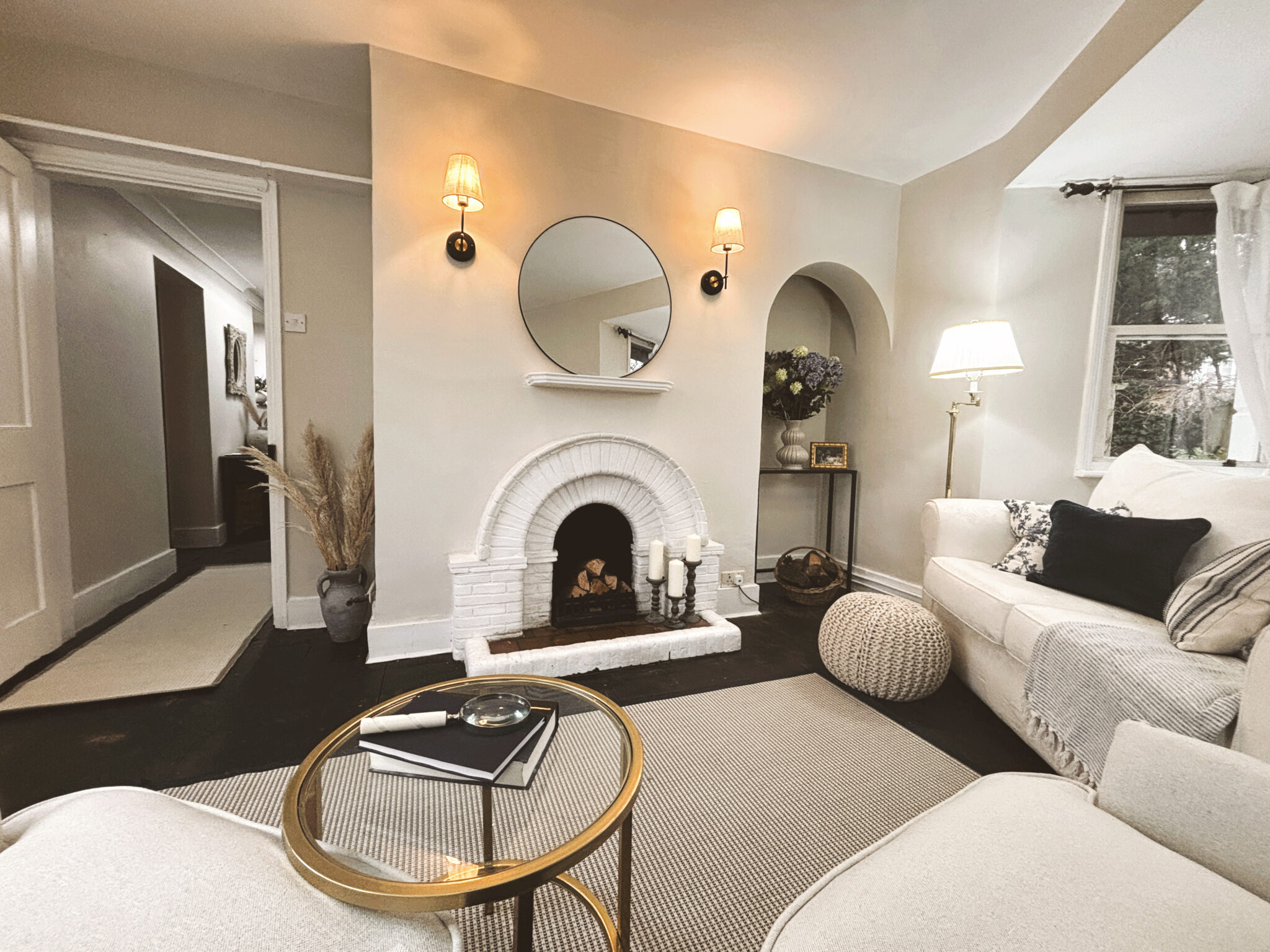 Neutral staged living room prepared for property marketing