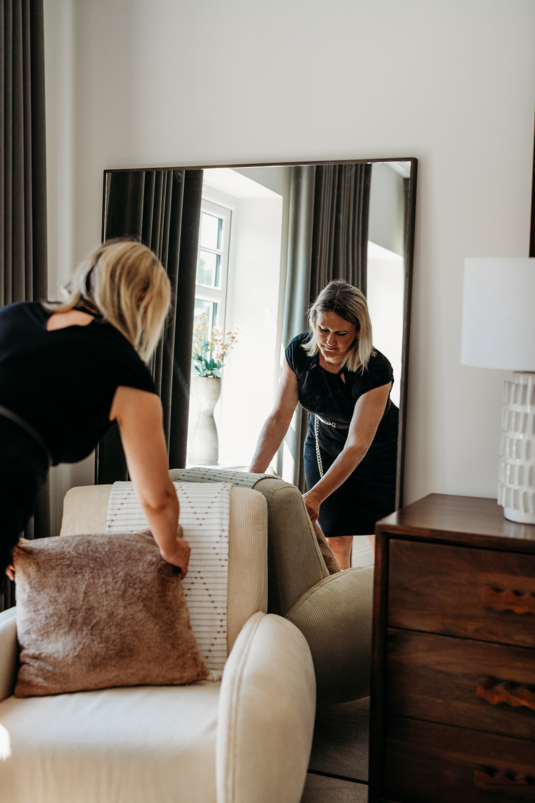 Sophie styling a room for Decoro Design